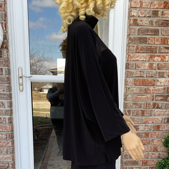 ANNE KLEIN WOMAN OVERSIZED LONG SLEEVE BLACK SHEER LINED BLOUSE 2XL NWT - Picture 5 of 15
